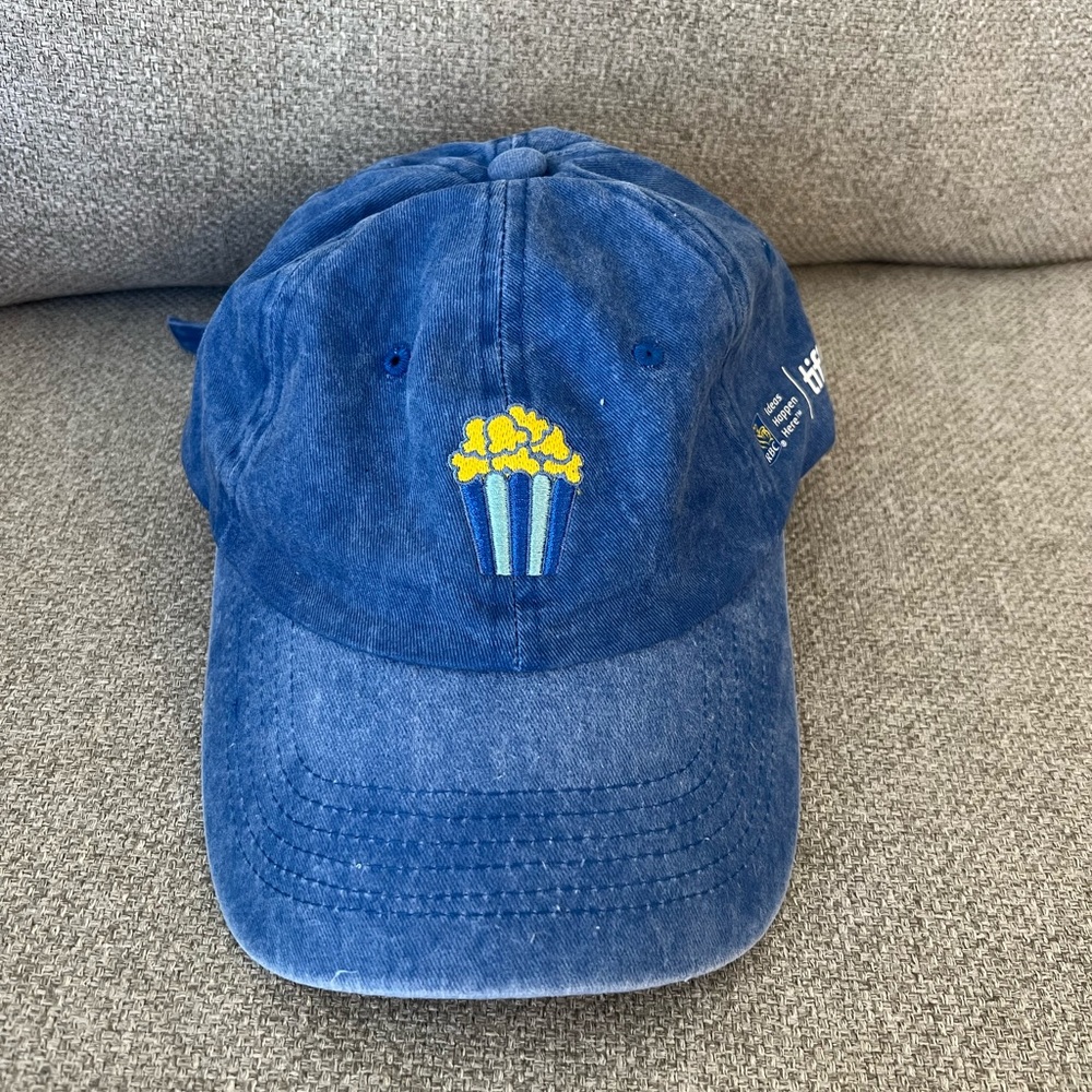 Denim Blue Hat with Popcorn Design